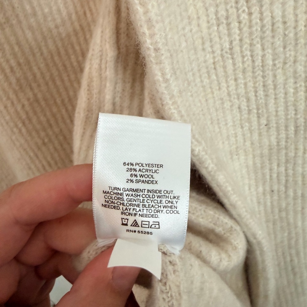 Express Open Front Ribbed Knit Cardigan Sweater | Oatmeal | Medium | NWT - Picture 3 of 4